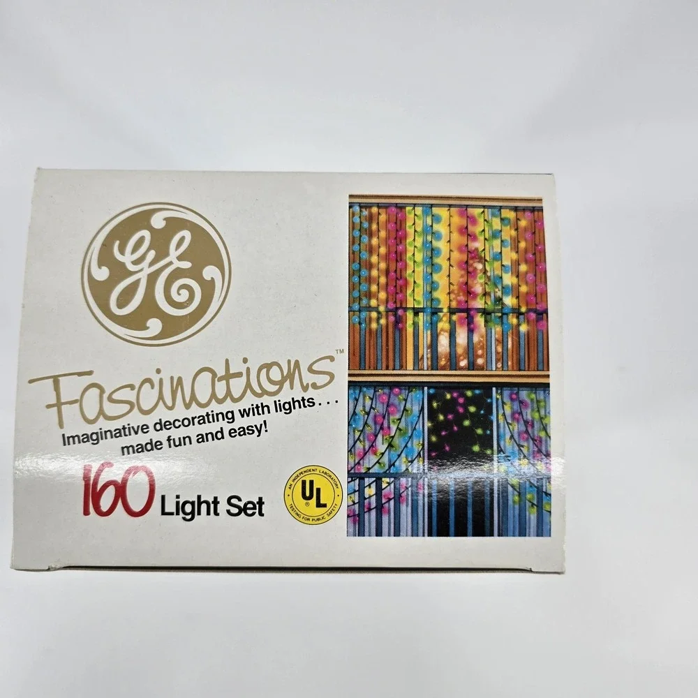 Vtg GE Fascinations Multi Pattern 160 Christmas Light Set 1990 New Tested‎